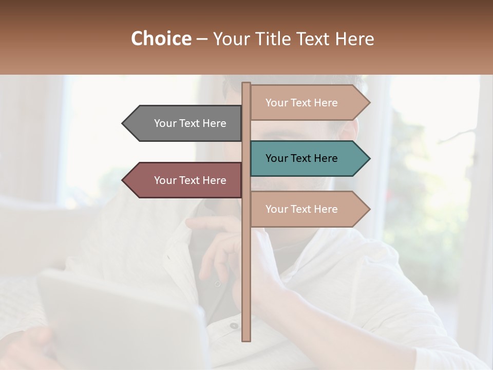 Man With A Tablet PowerPoint Template