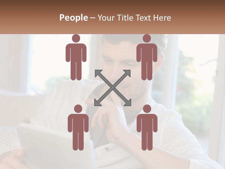 Man With A Tablet PowerPoint Template