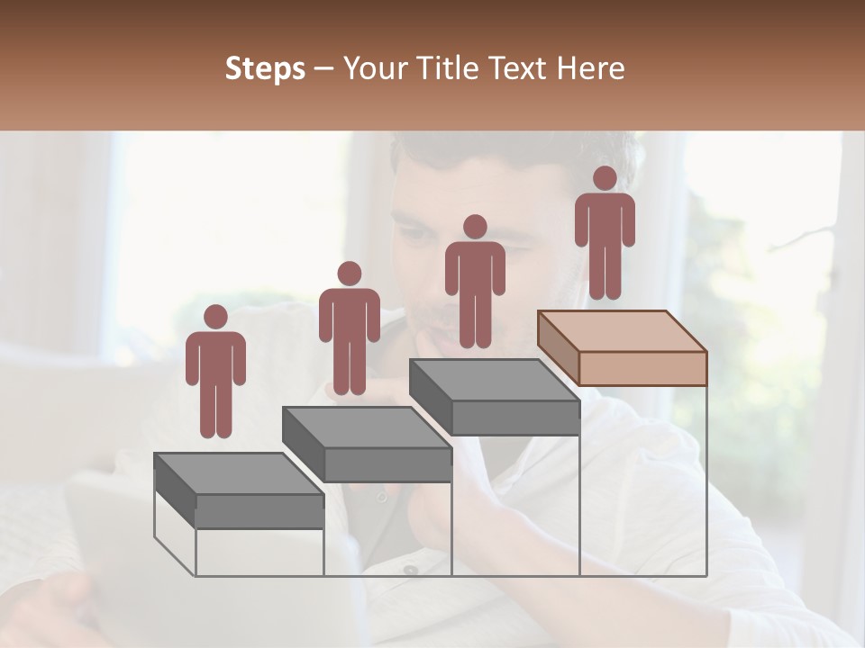 Man With A Tablet PowerPoint Template