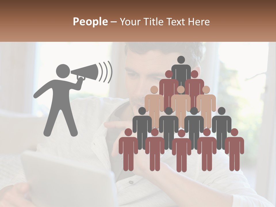 Man With A Tablet PowerPoint Template