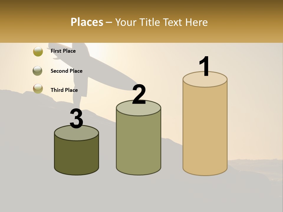 Surfing, Man With Board PowerPoint Template