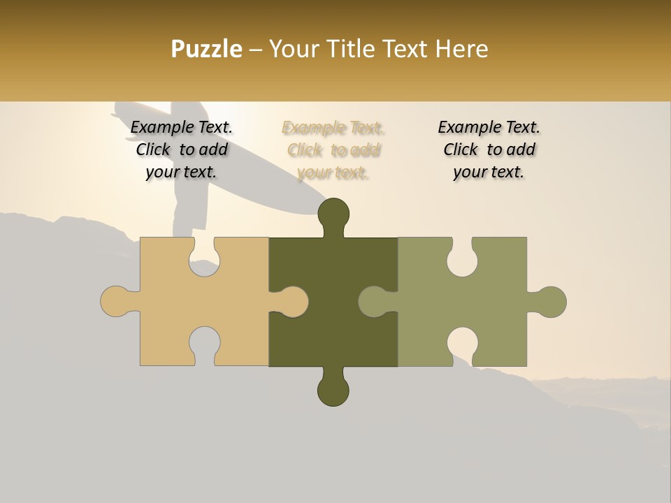 Surfing, Man With Board PowerPoint Template