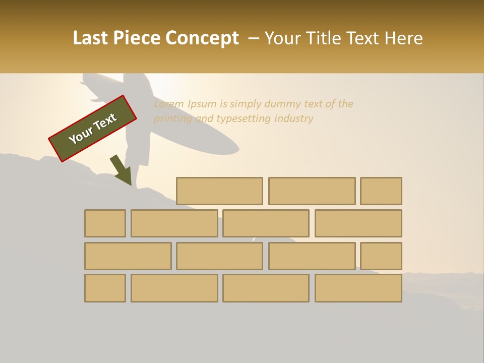 Surfing, Man With Board PowerPoint Template