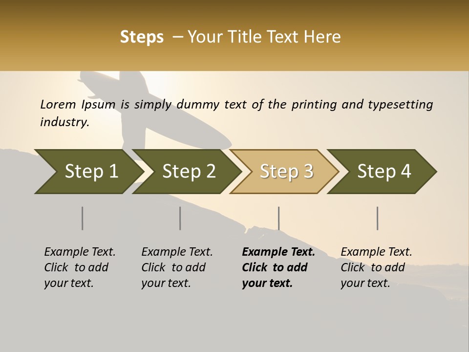 Surfing, Man With Board PowerPoint Template