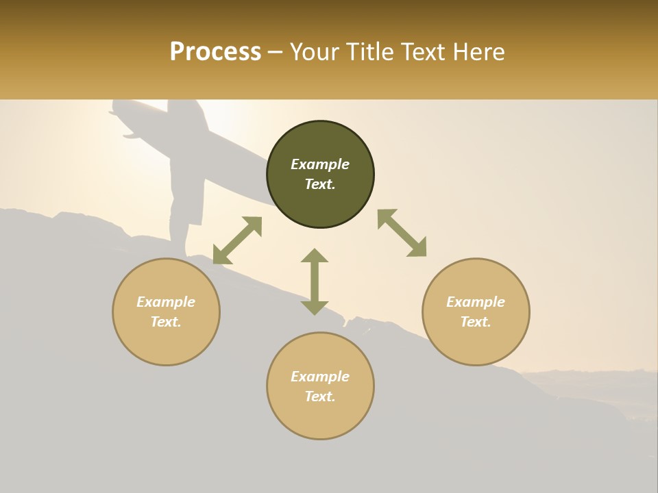 Surfing, Man With Board PowerPoint Template