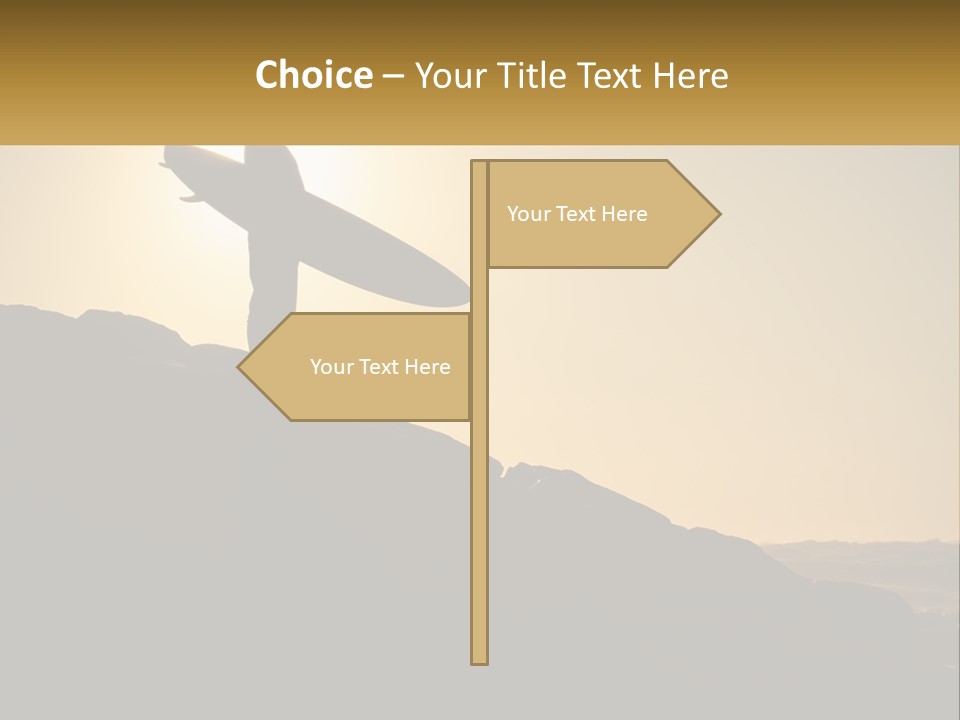 Surfing, Man With Board PowerPoint Template