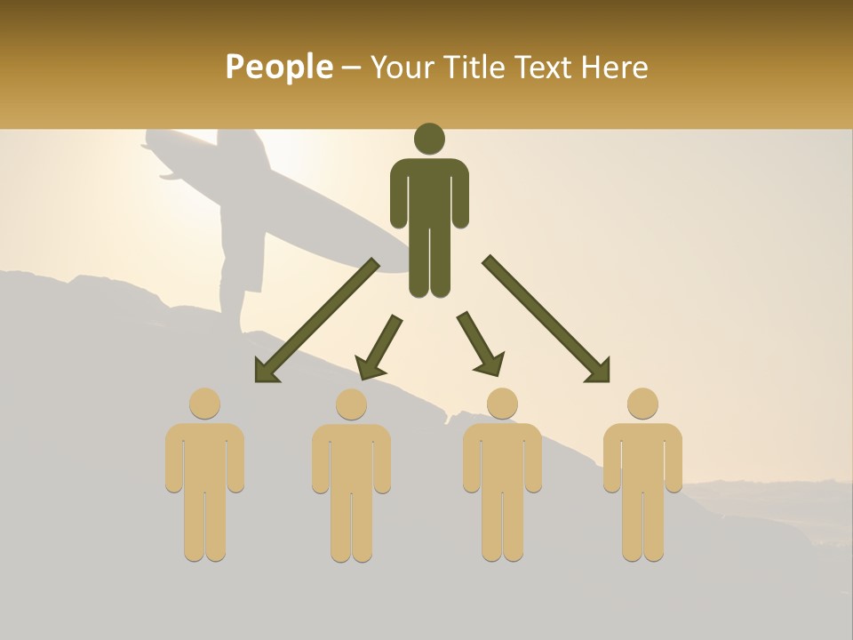 Surfing, Man With Board PowerPoint Template