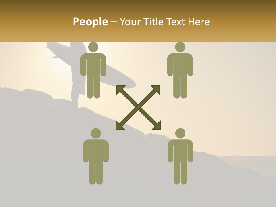 Surfing, Man With Board PowerPoint Template