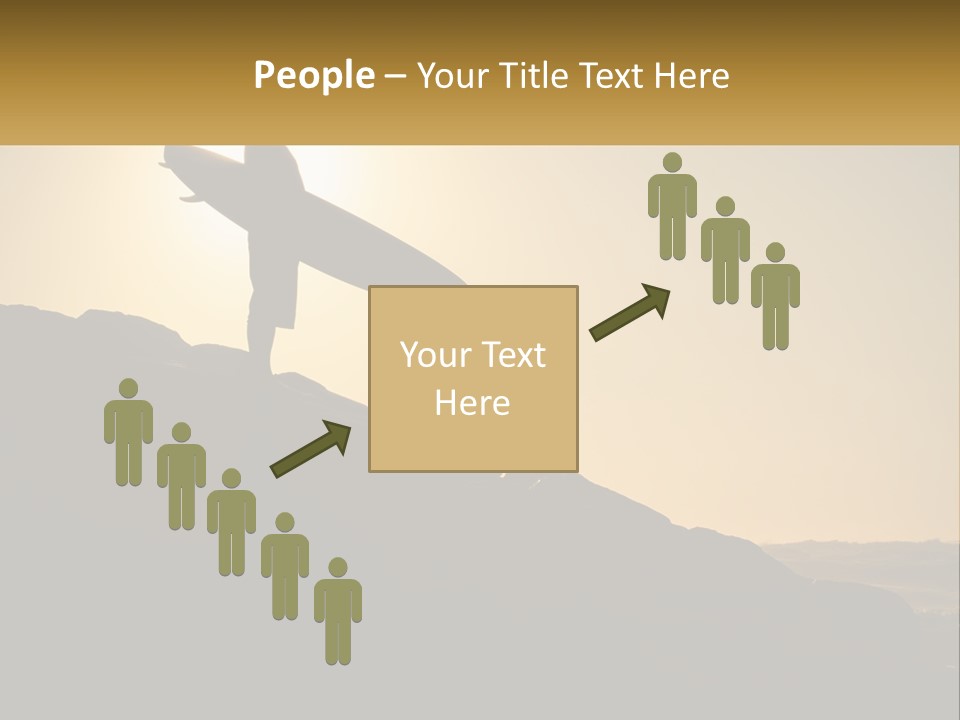 Surfing, Man With Board PowerPoint Template