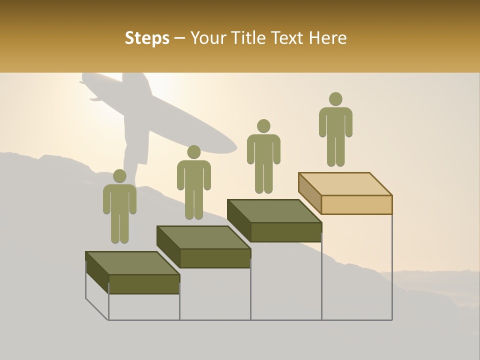 Surfing, Man With Board PowerPoint Template