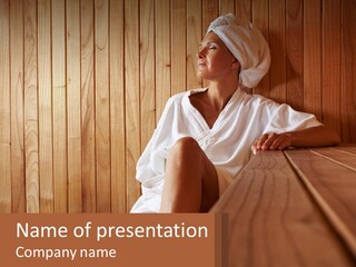 Woman In Sauna PowerPoint Template