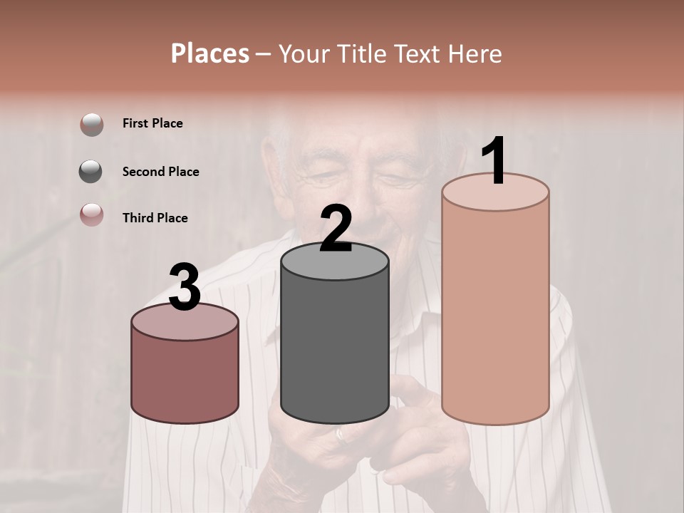 Grandpa With Phone PowerPoint Template