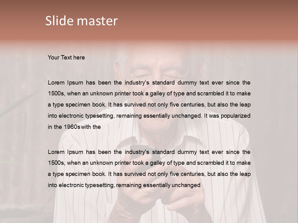 Grandpa With Phone PowerPoint Template