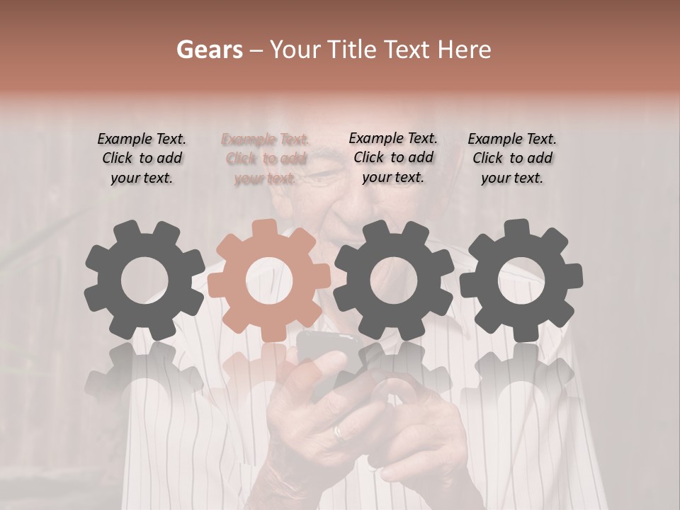 Grandpa With Phone PowerPoint Template