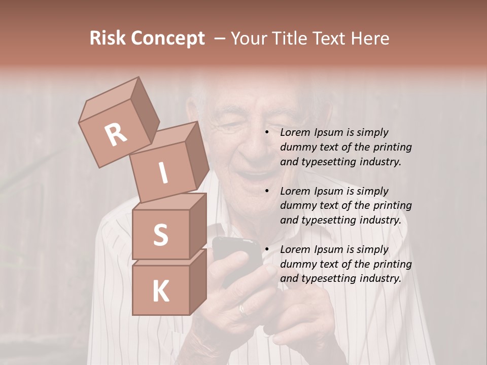 Grandpa With Phone PowerPoint Template