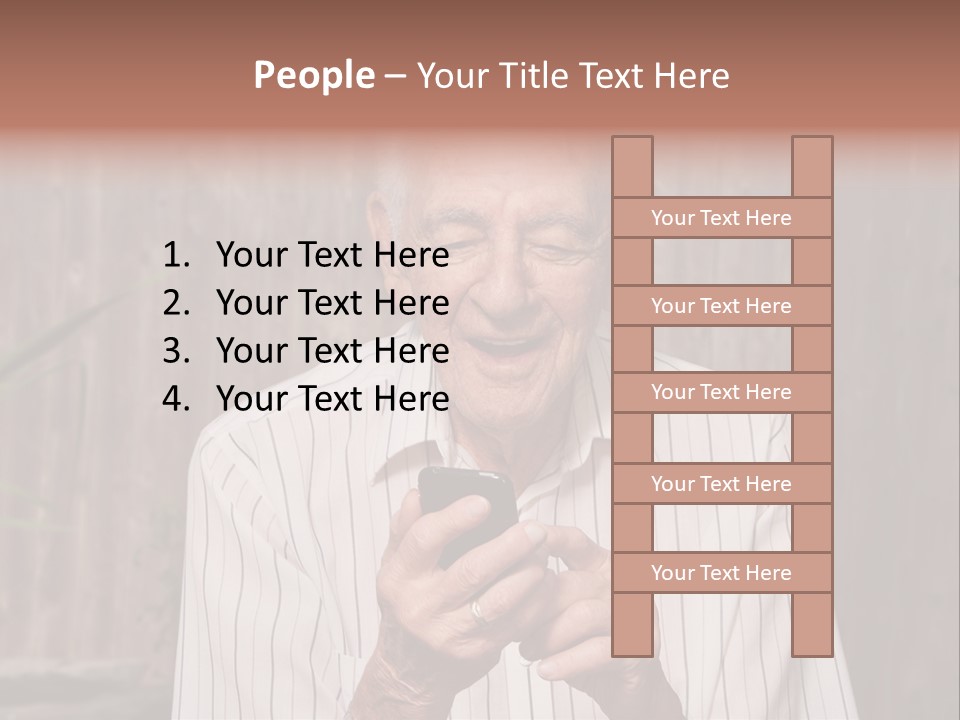 Grandpa With Phone PowerPoint Template