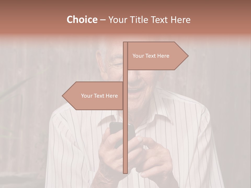 Grandpa With Phone PowerPoint Template