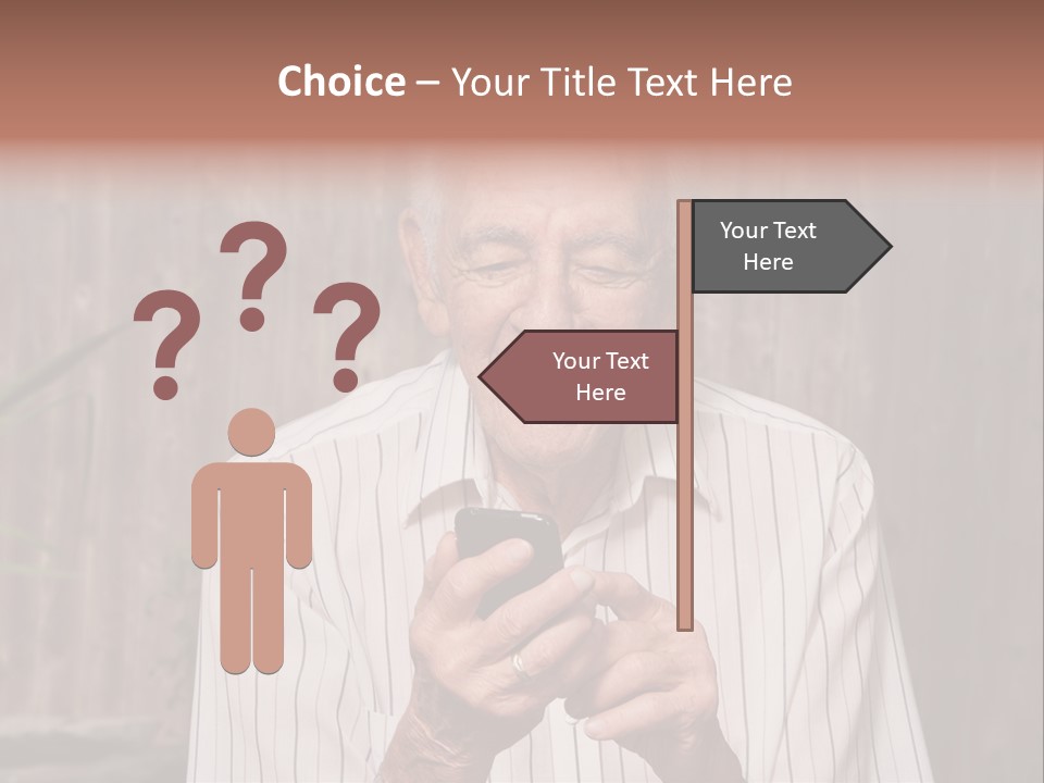 Grandpa With Phone PowerPoint Template