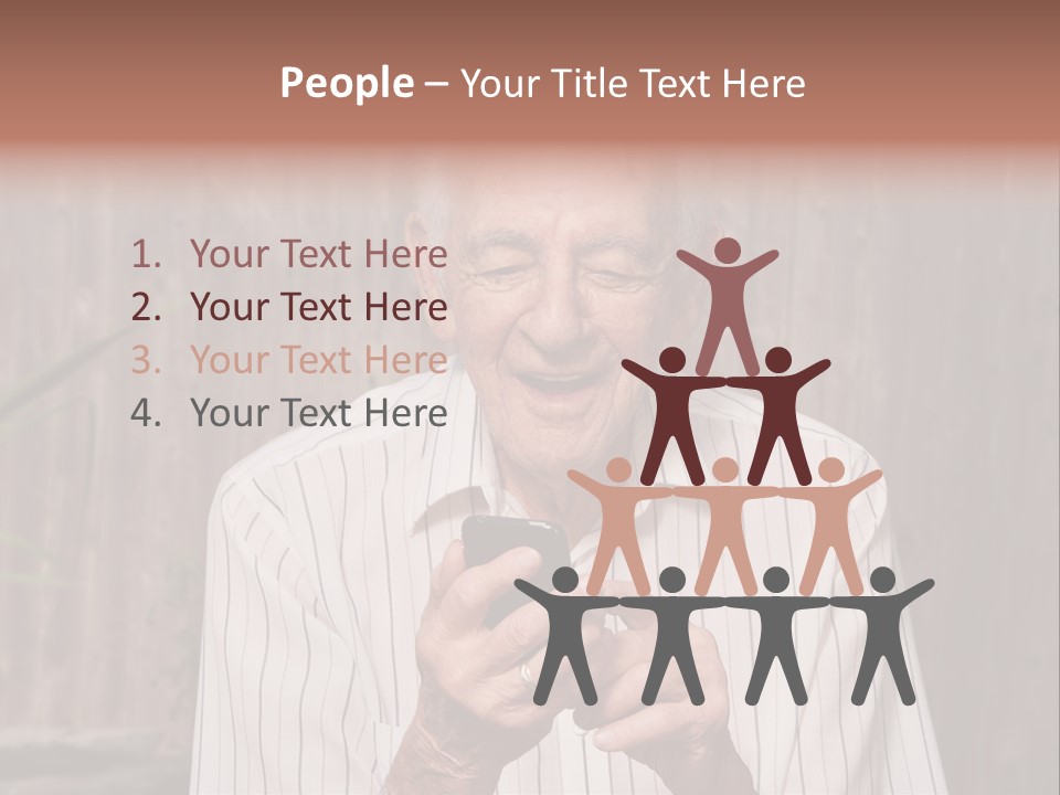 Grandpa With Phone PowerPoint Template