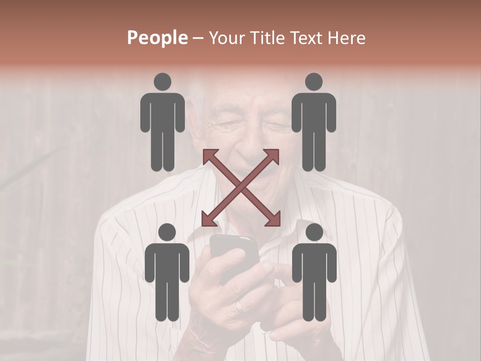Grandpa With Phone PowerPoint Template