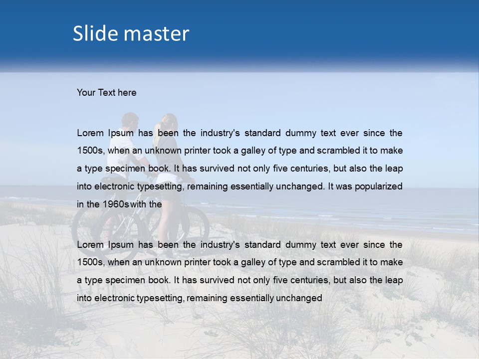 Man And Girl With Bicycles On The Seashore PowerPoint Template