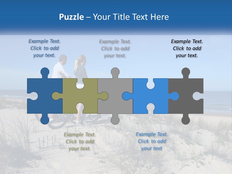 Man And Girl With Bicycles On The Seashore PowerPoint Template