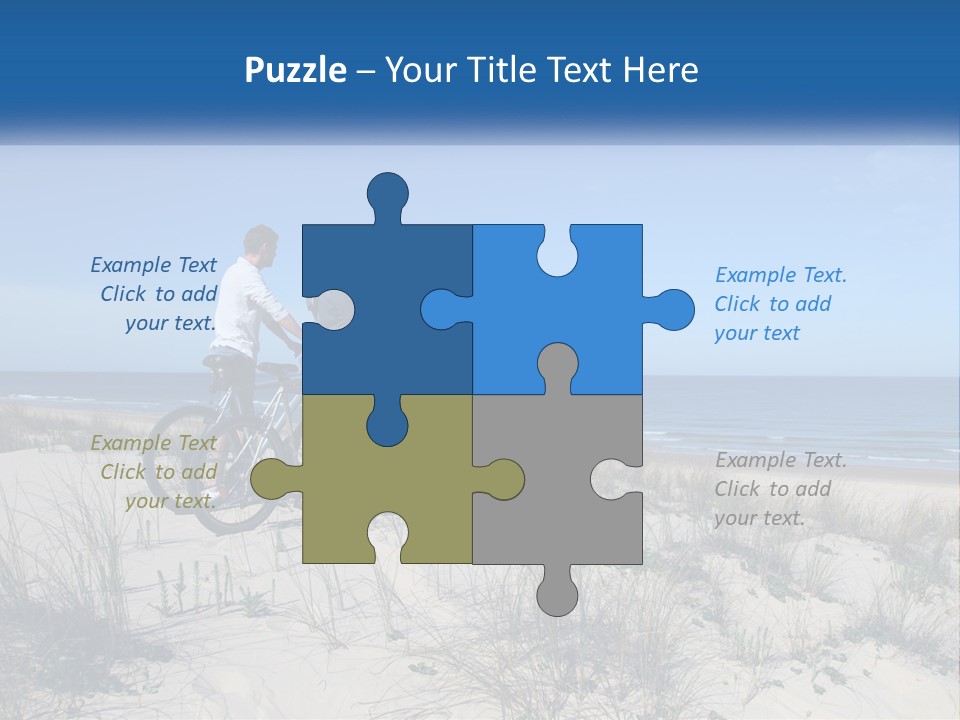 Man And Girl With Bicycles On The Seashore PowerPoint Template