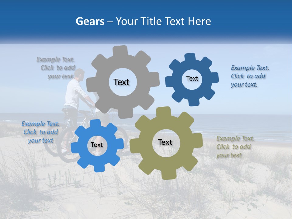 Man And Girl With Bicycles On The Seashore PowerPoint Template