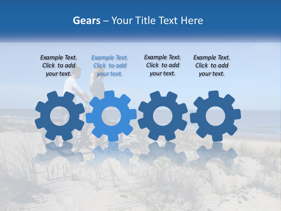 Man And Girl With Bicycles On The Seashore PowerPoint Template