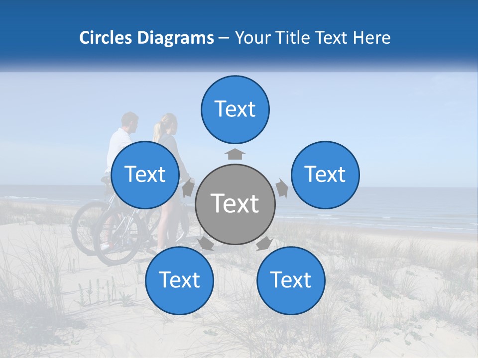 Man And Girl With Bicycles On The Seashore PowerPoint Template