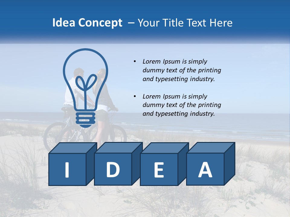 Man And Girl With Bicycles On The Seashore PowerPoint Template