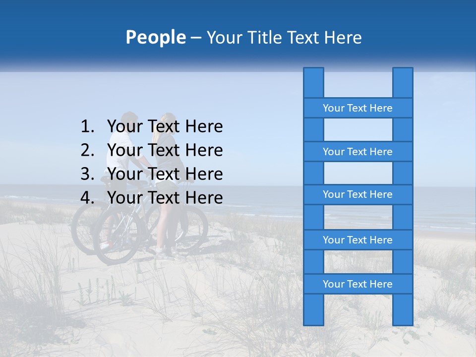 Man And Girl With Bicycles On The Seashore PowerPoint Template