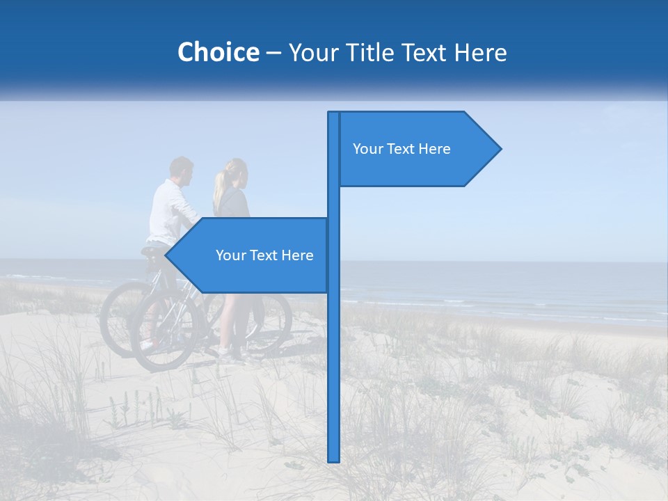 Man And Girl With Bicycles On The Seashore PowerPoint Template