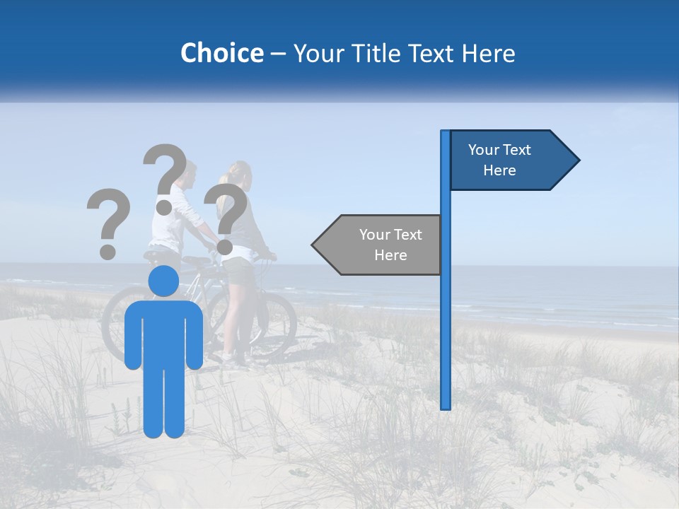 Man And Girl With Bicycles On The Seashore PowerPoint Template