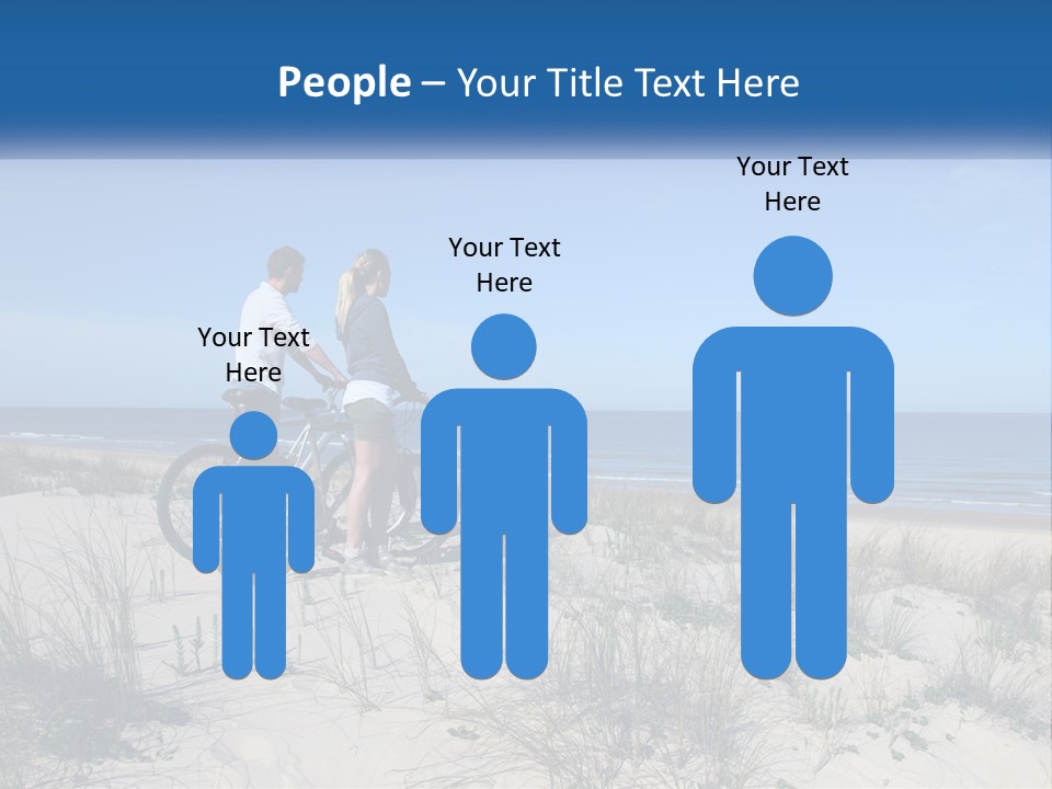 Man And Girl With Bicycles On The Seashore PowerPoint Template