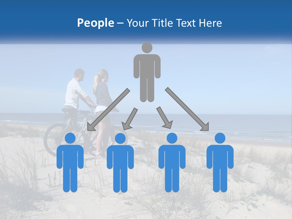 Man And Girl With Bicycles On The Seashore PowerPoint Template