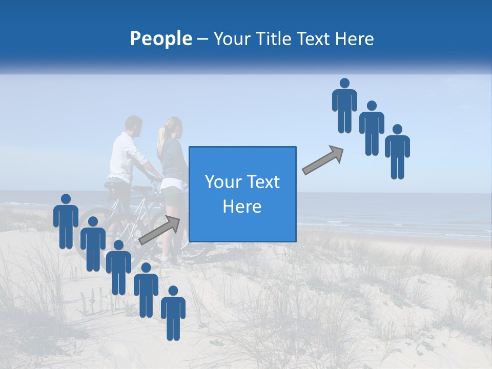 Man And Girl With Bicycles On The Seashore PowerPoint Template