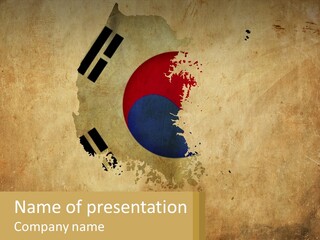 A Map Of The Country Of South Korea With A Flag On It PowerPoint Template
