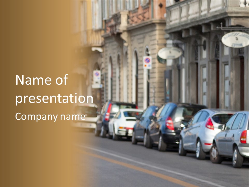 Cars By The Road PowerPoint Template