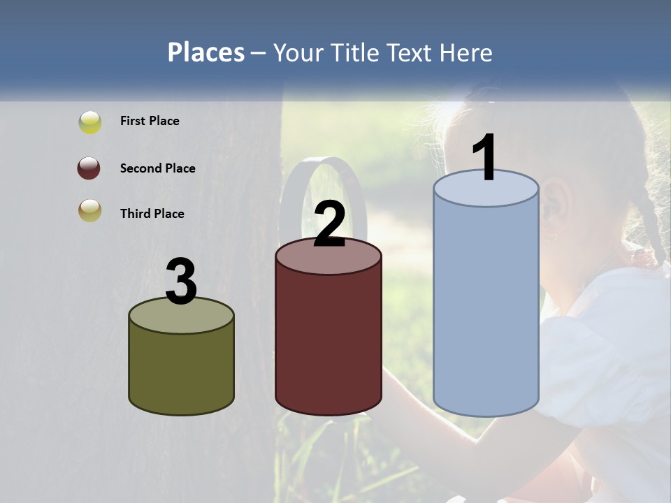 Girl With A Magnifying Glass PowerPoint Template