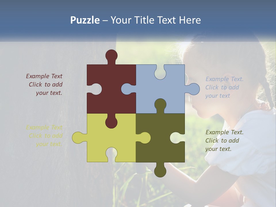 Girl With A Magnifying Glass PowerPoint Template
