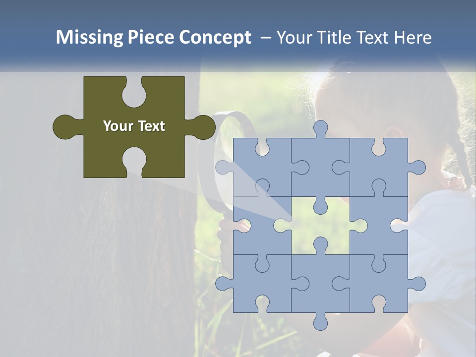 Girl With A Magnifying Glass PowerPoint Template