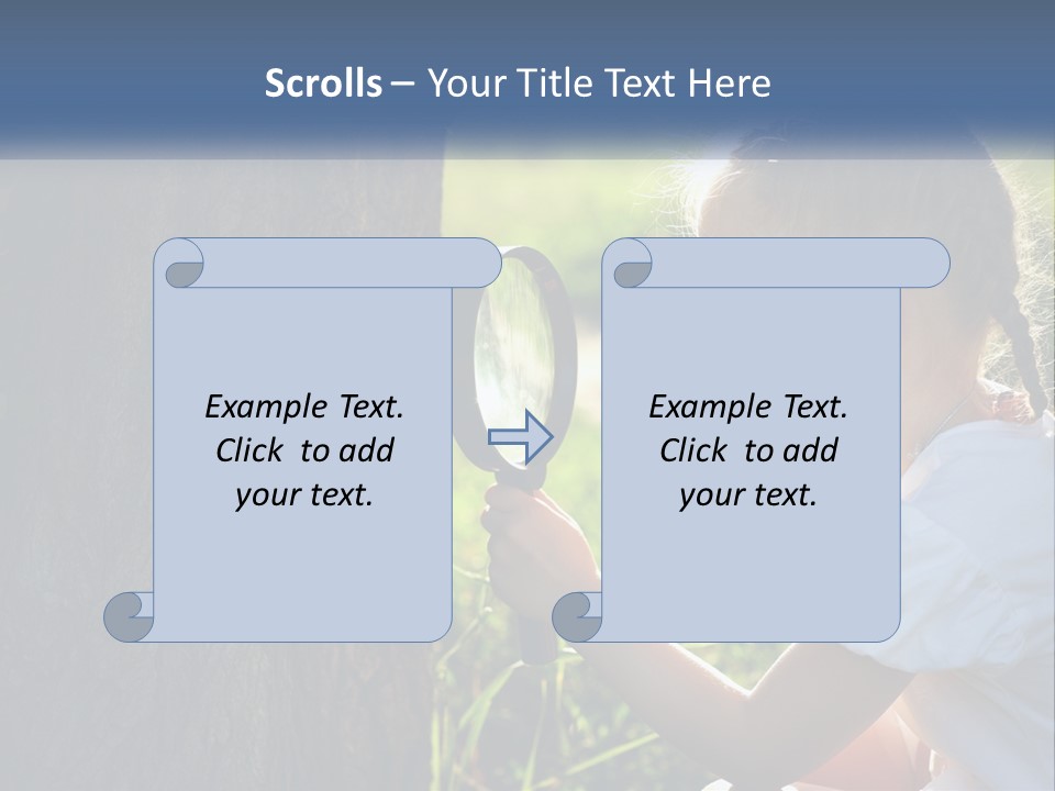 Girl With A Magnifying Glass PowerPoint Template