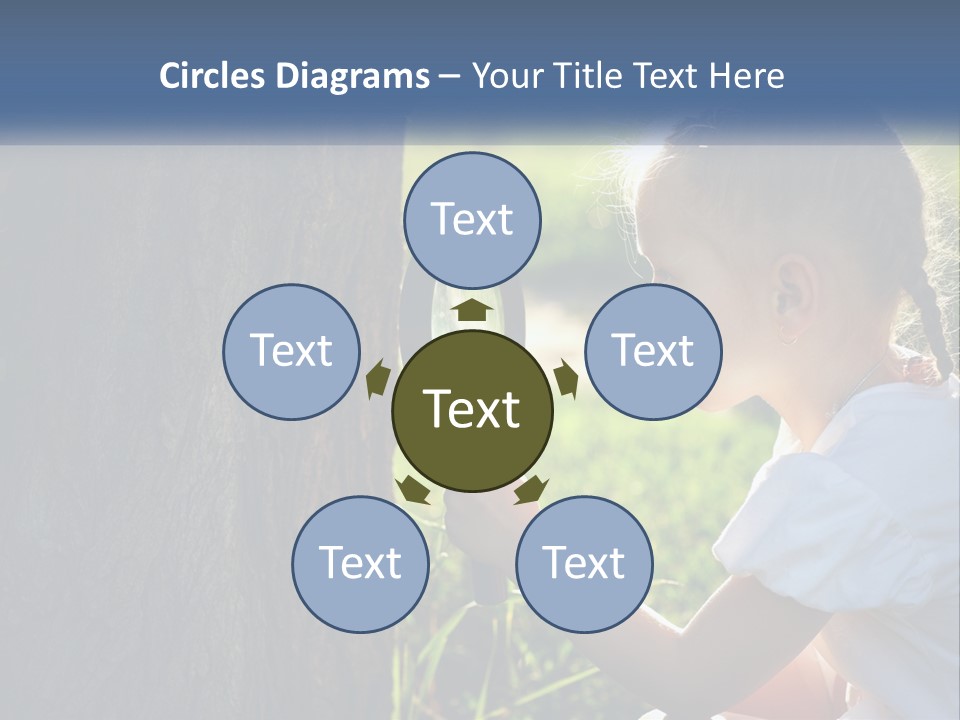 Girl With A Magnifying Glass PowerPoint Template