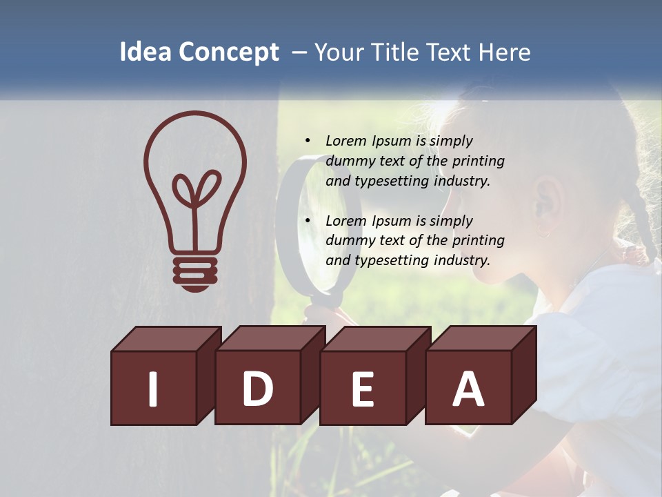 Girl With A Magnifying Glass PowerPoint Template