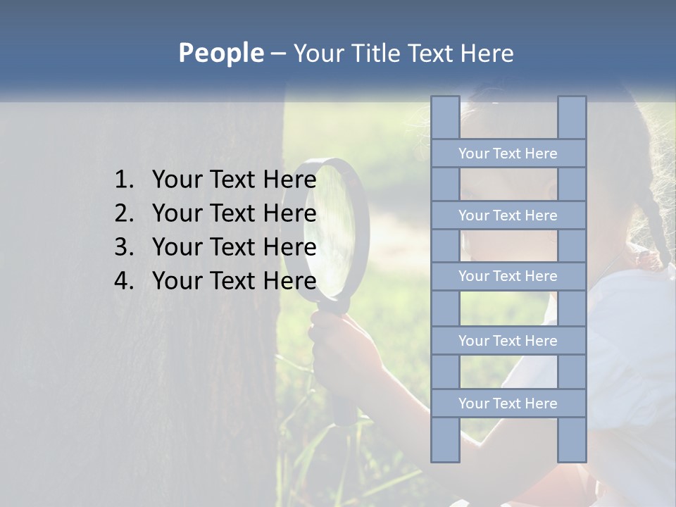 Girl With A Magnifying Glass PowerPoint Template