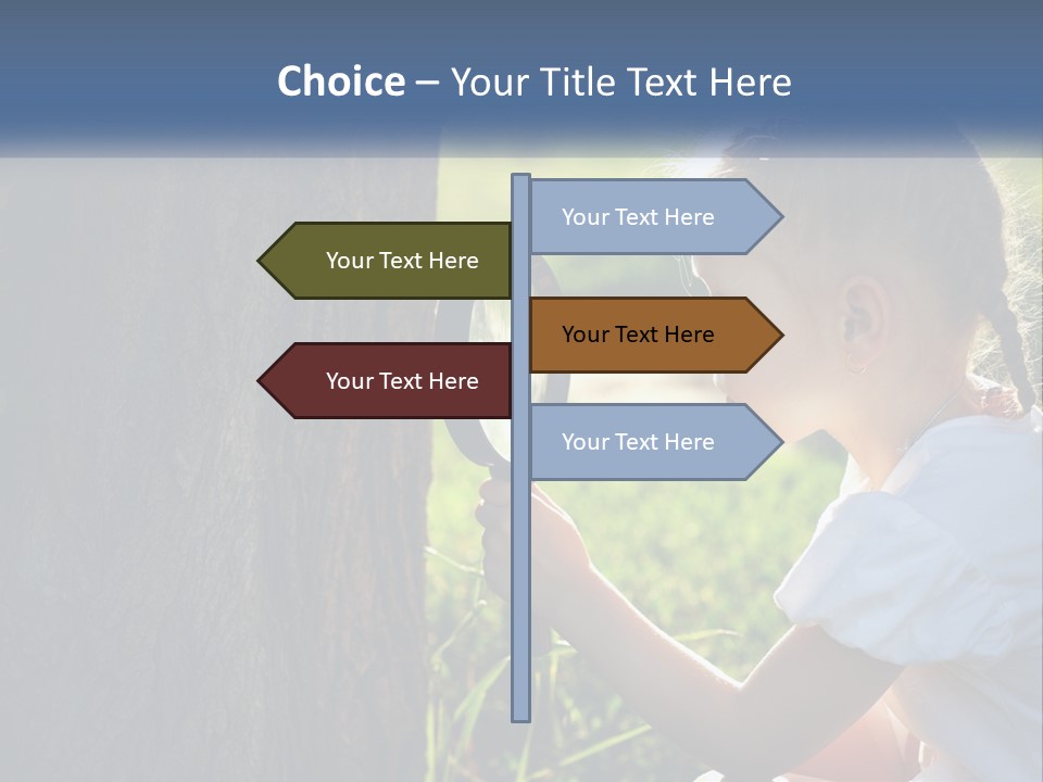 Girl With A Magnifying Glass PowerPoint Template