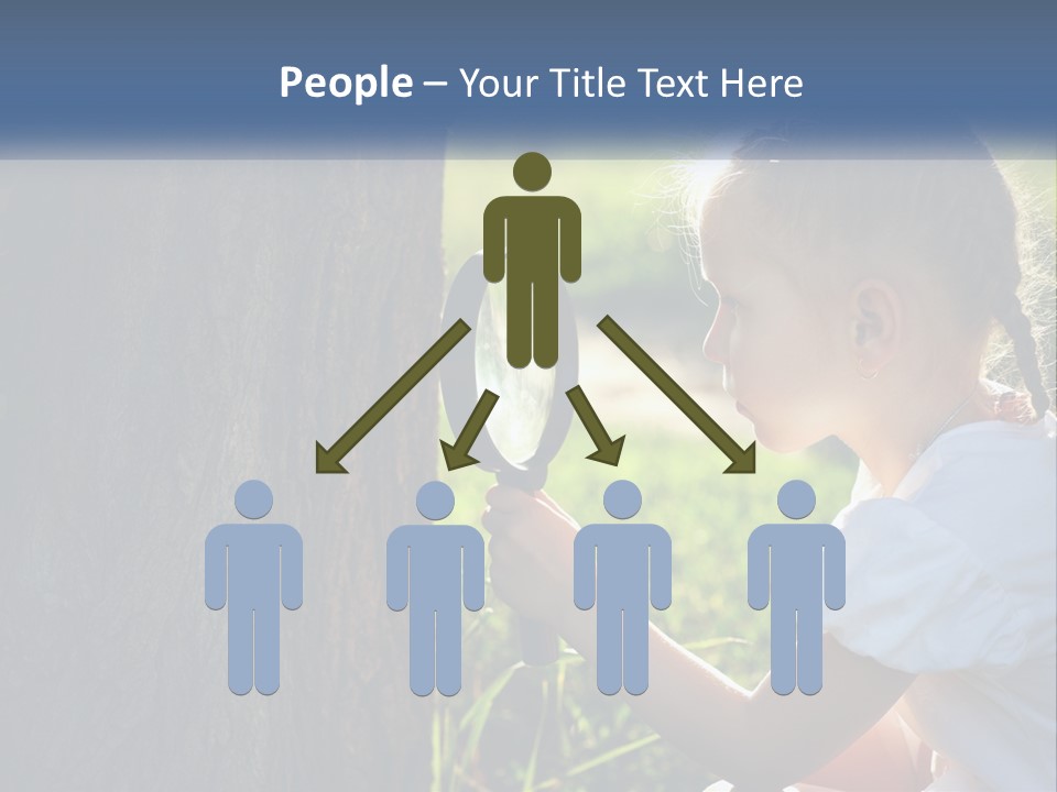 Girl With A Magnifying Glass PowerPoint Template