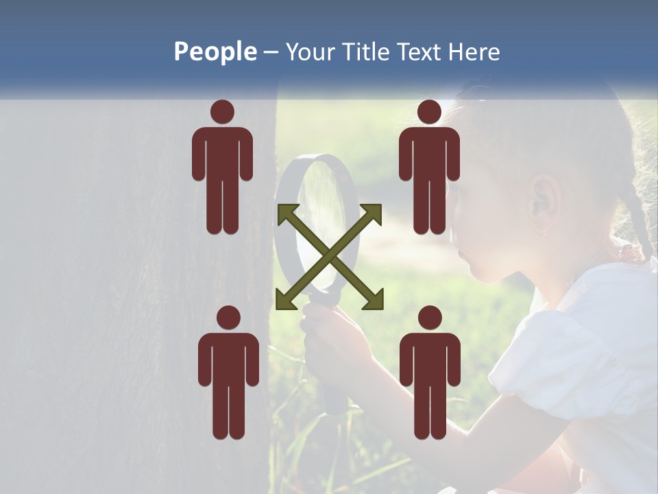 Girl With A Magnifying Glass PowerPoint Template