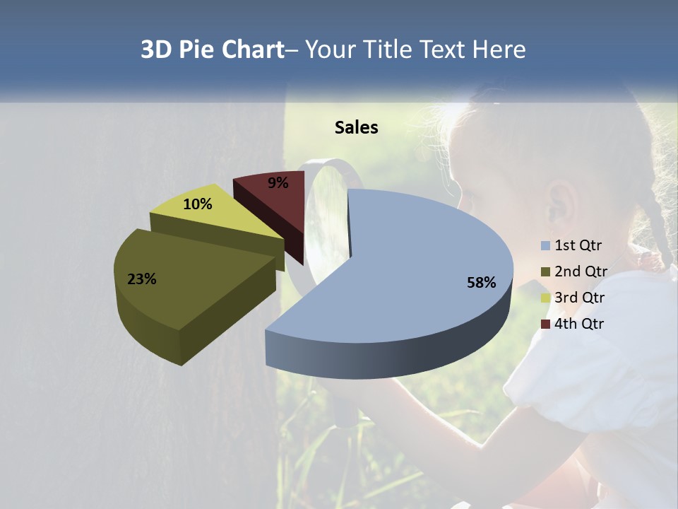 Girl With A Magnifying Glass PowerPoint Template